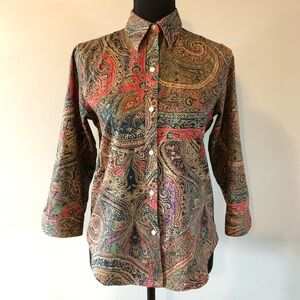 Women’s Vintage Lauren Ralph Lauren Multicolor Paisley Button Down Shirt size XS